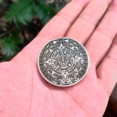 Aztec Theme Haptic Coin Copper Plate fidget edc